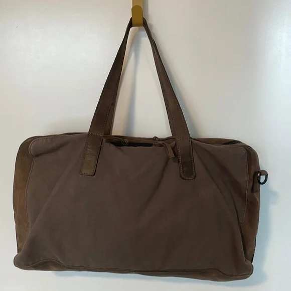 Allsaints Brown leather/canvas weekender - Picture 10 of 11